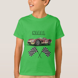 Lime Green Sporty Race Car Personalised T-Shirt