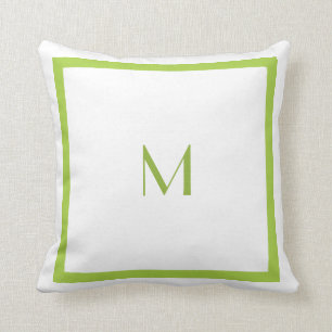 Lime Green Squares With Monogram Cushion