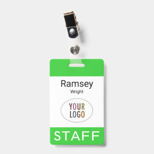 Lime Green Staff ID Name Badge Reel Clip Lanyard