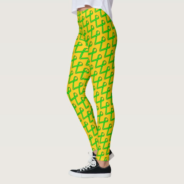 Lime Green Standard Ribbon by Kenneth Yoncich Leggings (Left)