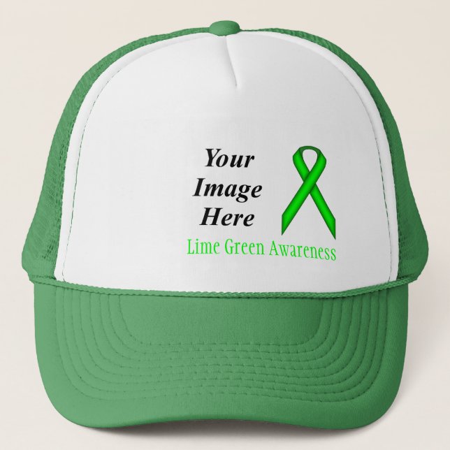 Lime Green Standard Ribbon by Kenneth Yoncich Trucker Hat (Front)