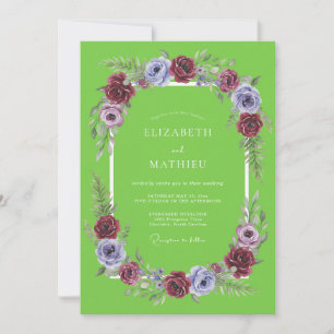 Lime Green Striking Botanical Wedding Invitation