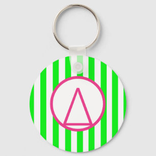 Lime Green Stripe Delta Sorority Keychain