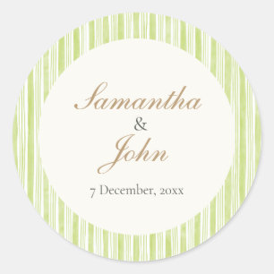 Lime Green Stripe Wedding Envelope Seal Sticker