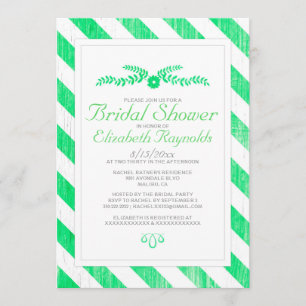 Lime Green Stripes Bridal Shower Invitations