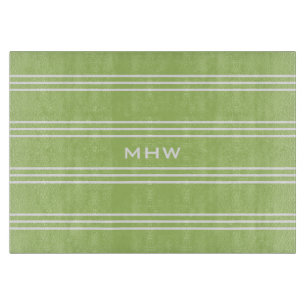 Lime Green Stripes custom monogram cutting boards