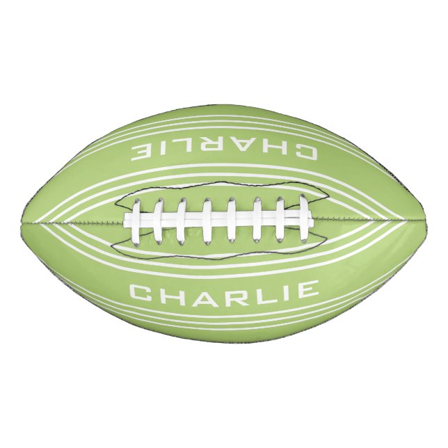 Lime Green Stripes custom monogram football (Front)