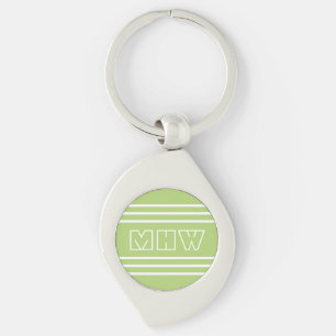 Lime Green Stripes custom monogram key chain