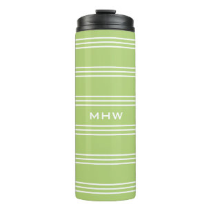 Lime Green Stripes custom monogram tumbler