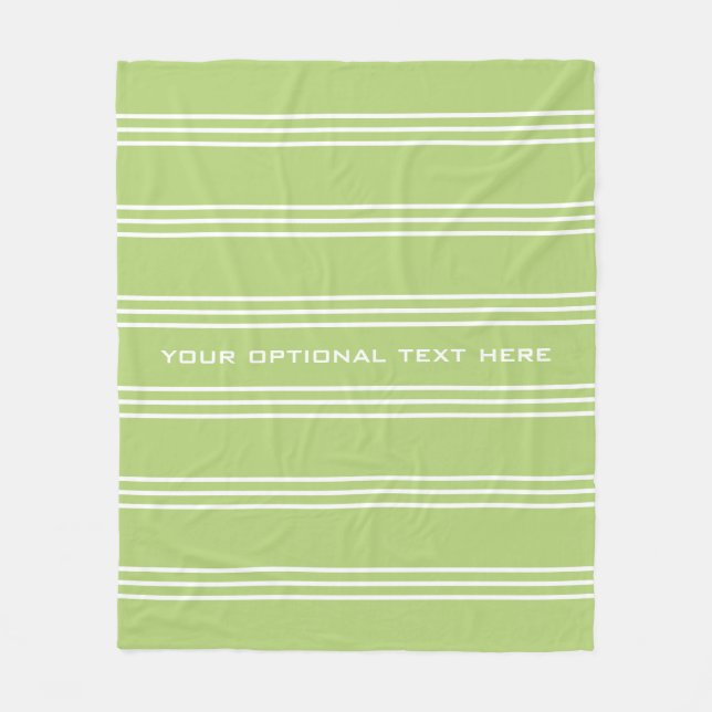 Lime Green Stripes custom text fleece blankets (Front)