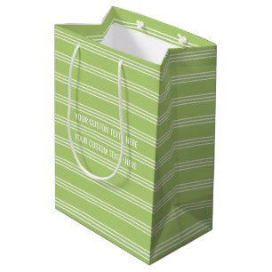 Lime Green Stripes custom text gift bags