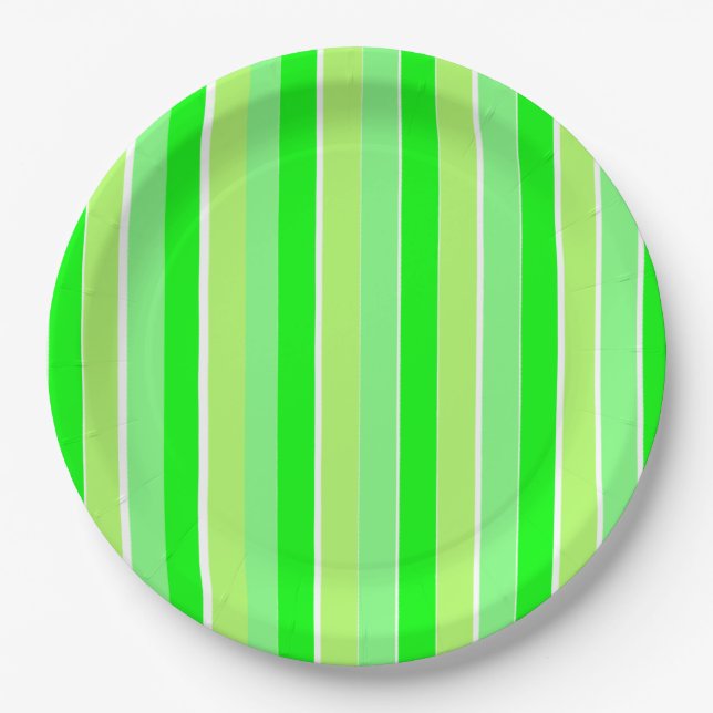 Lime Green Stripes Paper Plate (Front)