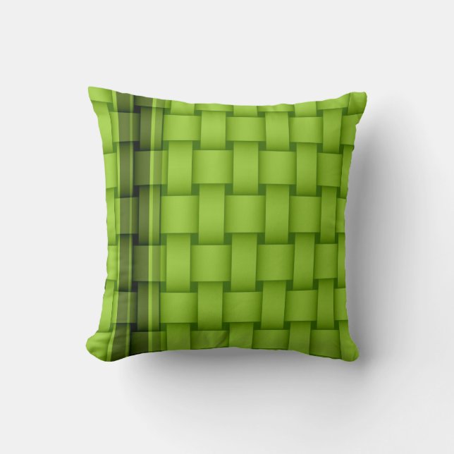 Lime green stripes retro graphic design cushion (Front)