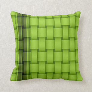 Lime green stripes retro graphic design cushion