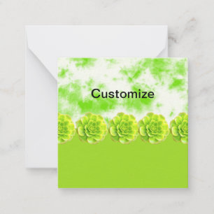 Lime Green Succulent Flat Note Card