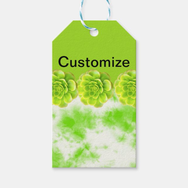Lime Green Succulent Gift Tag (Front)