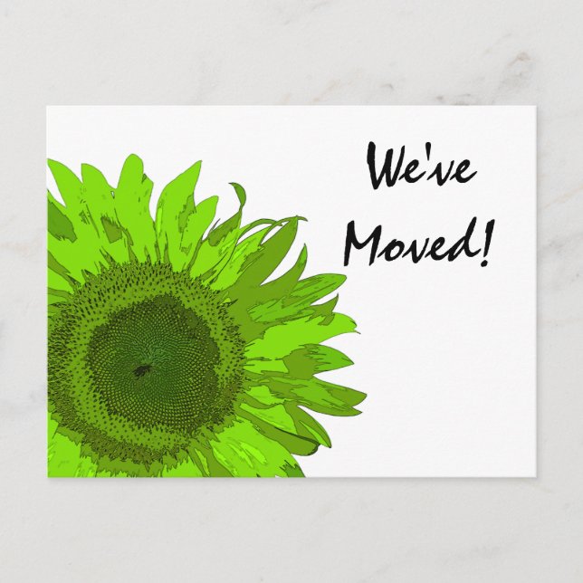 Lime Green Sunflower Change of Address Announcement Postcard (Front)