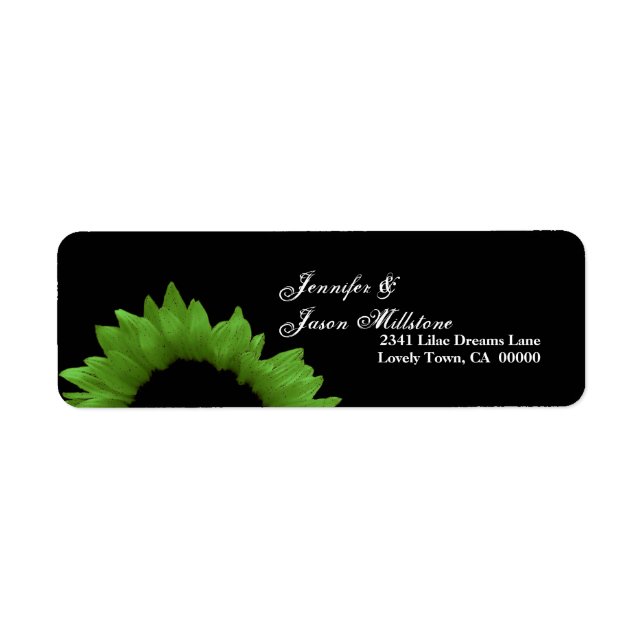 Lime Green Sunflower Wedding Return Address Label (Front)