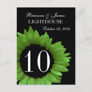 Lime Green Sunflower Wedding Table Number Postcard