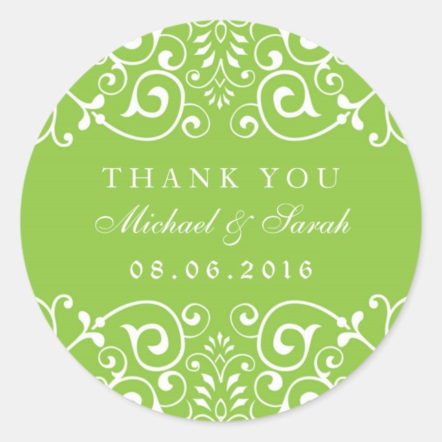 Lime Green Swirl Flower Bridal Shower Sticker (Front)