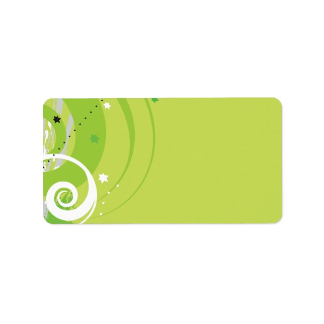 LIME GREEN SWIRLS & STARS Return Address Labels (Front)