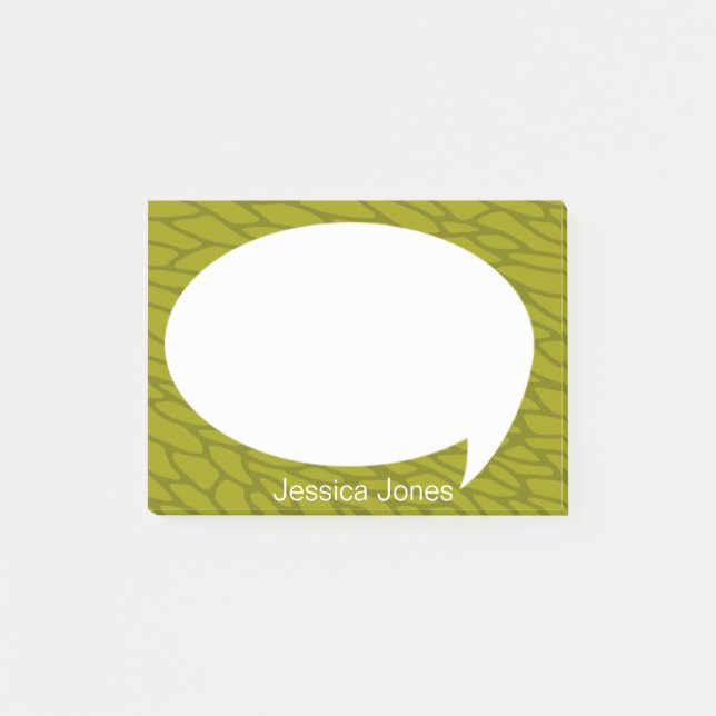 Lime Green Talk Bubble Rounded Personalised Post-it Notes (Front)