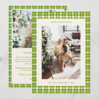 Lime Green Tartan Plaid Photo Letter Christmas