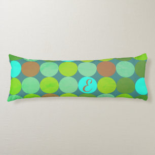 Lime Green Teal Turquoise & Rust Circles Monogram Body Cushion