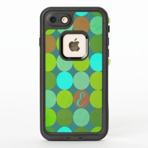 Lime Green Teal Turquoise & Rust Circles Monogram