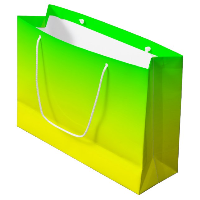 Lime Green to Bright Yellow Ombre Large Gift Bag (Front Angled)