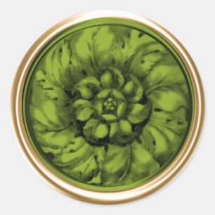 Lime Green Vintage Baroque Embossed Look Seal
