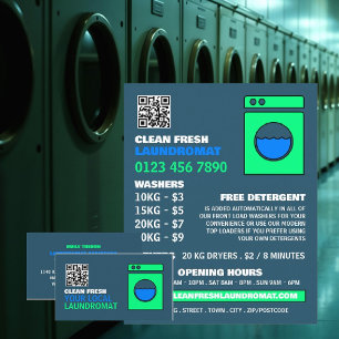 Lime Green Washer, Laundromat, Cleaning Service Business Card
