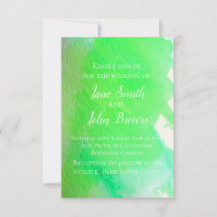 Lime green watercolor modern art wedding boho invitation