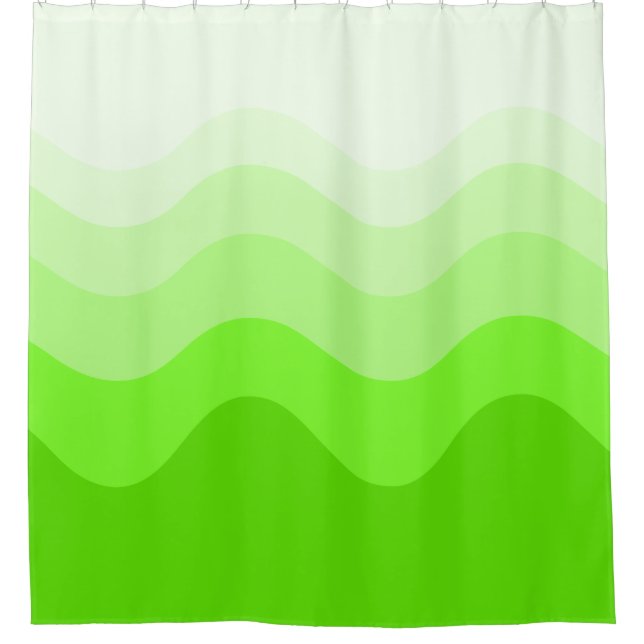 Lime Green Wavey Stripe Modern Shower Curtain (Front)
