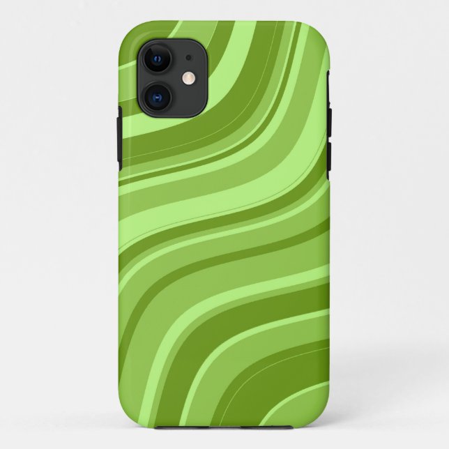 Lime Green Wavy Stripes Pattern 2 Case-Mate iPhone Case (Back)
