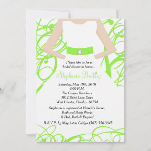 Lime Green Wedding Dress Bridal Shower Invitation