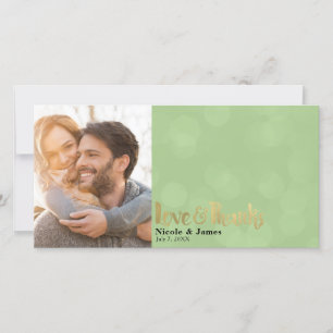 Lime Green Wedding Photo Love & Thanks Thank You Card