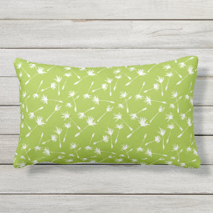 Lime Green Whimsical Seeds Pattern Outdoor Lumbar Cushion