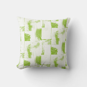 Lime Green & White Abstract Decor Pillow