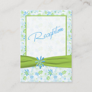 Lime Green,White, and Blue Floral Enclosure Card