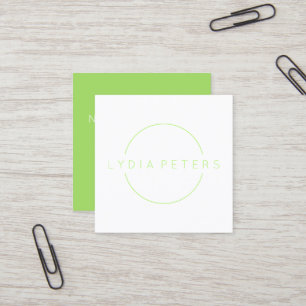 Lime Green & White Clean Square Business Card