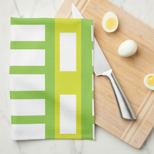 Lime Green White Colour Modern Stripe Tea Towel