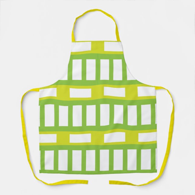 Lime Green White Colour Stripes Pattern Apron (Front)