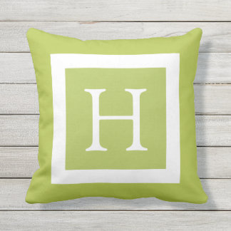 Lime Green White Custom Monogram Cushion