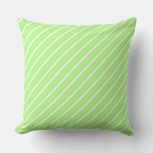 Lime Green White Diagonal Stripe Cushion