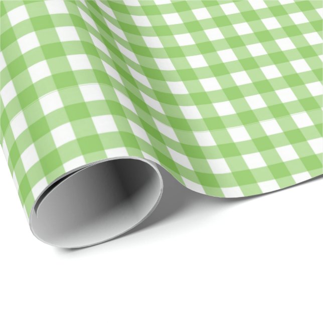 Lime Green | White Gingham Wrapping Paper (Roll Corner)