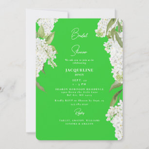Lime Green White Hydrangeas Bridal Shower Invitation