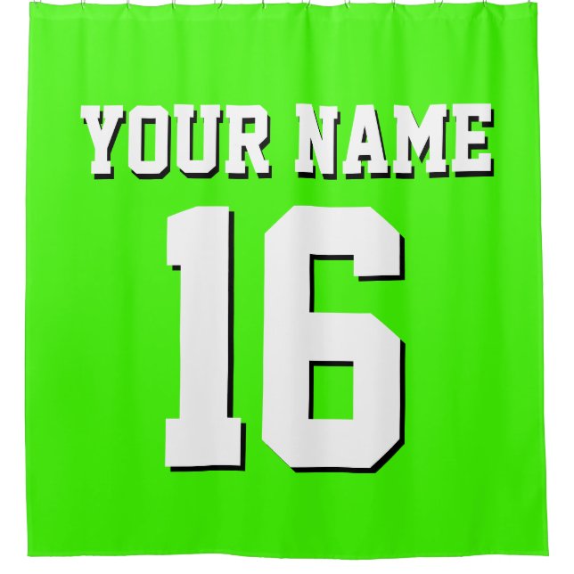 Lime Green White Sports Jersey Team Jersey Shower Curtain (Front)