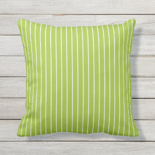 Lime Green White Summer Stripes Cushion