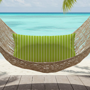 Lime Green White Summer Stripes Outdoor Lumbar Cushion